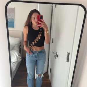 Stylish Black Cut-Out Top